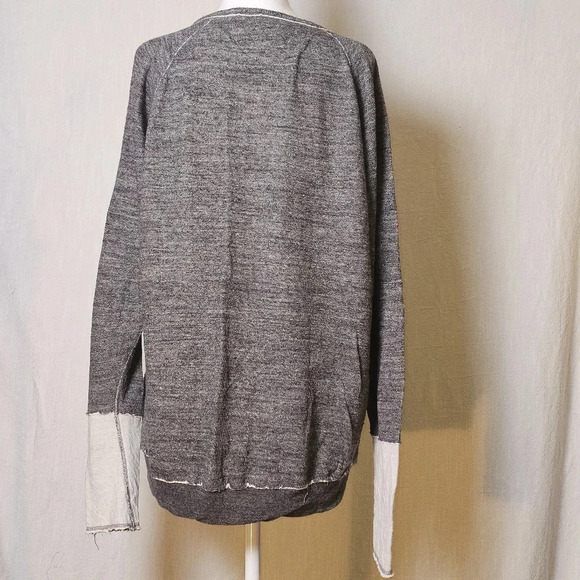 Aritzia Wilfredfree Knit Pullover Henley Sweatshirt Sz M Raw Hem - Picture 5 of 10
